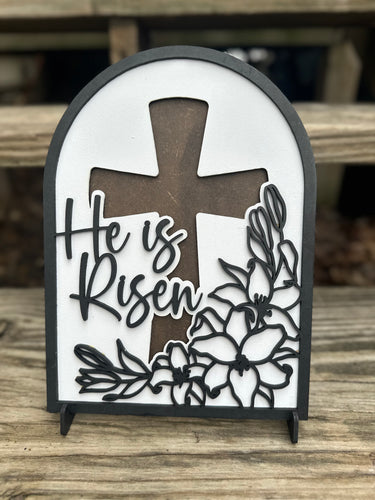 He Is Risen Sign Decor- Christian decor, he is risen, home decor