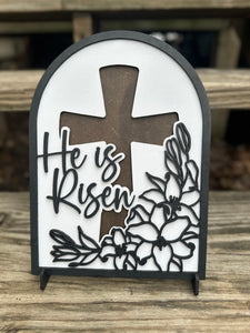 He Is Risen Sign Decor- Christian decor, he is risen, home decor