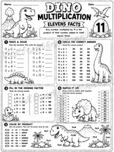 Dinosaur Multiplication Practice Worksheets- PDF Digital