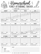 Homeschool Yearly Attendance Tracker