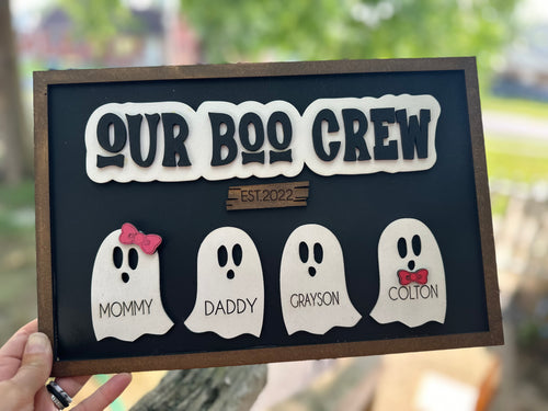 Our Boo Crew Personalized Ghost Family Sign