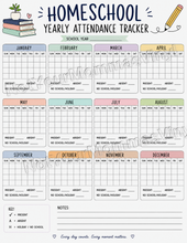 Homeschool Yearly Attendance Tracker