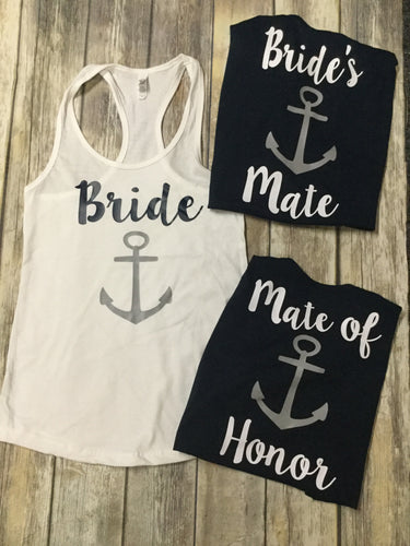 Nautical Themed Bride and Bridesmaid Bachelorette Party Tanks CUSTOMIZED