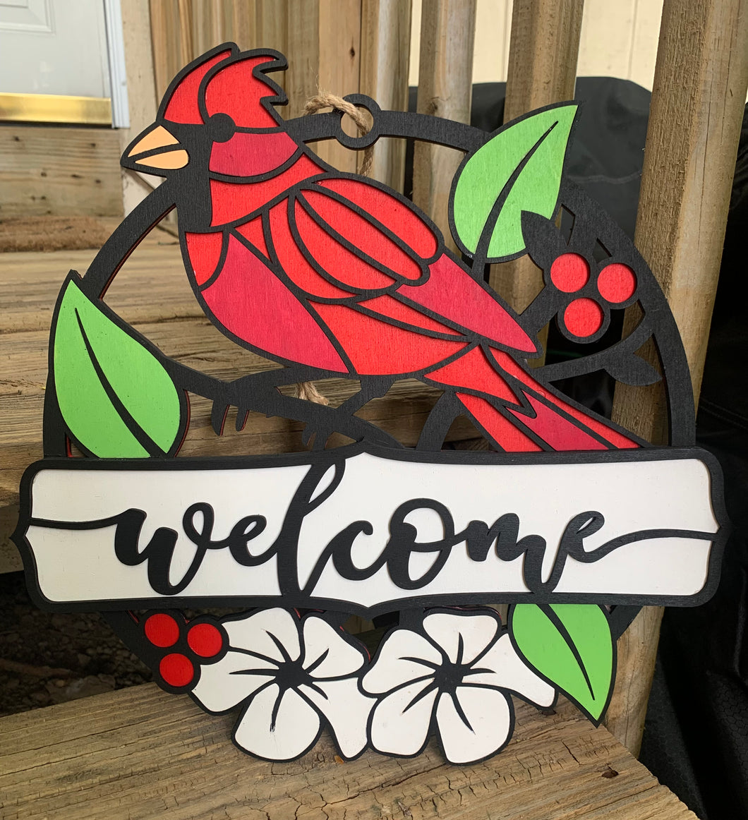 Cardinal Front Door Hanger, Hanging Sign, Cardinal Decor