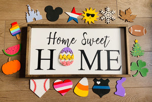 Home Sweet Home Interchangeable Sign- interchangeable home sign, interchangeable shapes, custom home decor