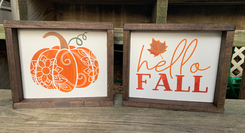 Fall Decor Signs- Hello Fall, Fall Decor, Pumpkin