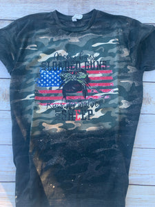 Messy Buns and Loaded Guns Raising Wolves Bleached Tshirt- raising wolves not sheep, messy buns and guns, second amendment, strong moms, strong kids