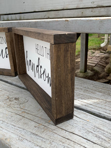 Good Morning Gorgeous Hello Handsome- couple nightstand signs, good morning gorgeous, hello handsome, rustic bedroom decor