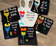 Drunk Character Wine Glass Drinking Themed Shirts- drunk Disney, Disney bachelorette, Disney bride, drinking disney