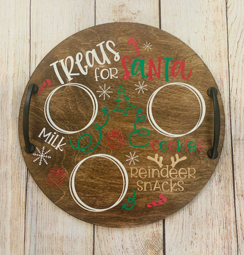 Treats for Santa and Reindeer Tray Handpainted - Santa snack tray, Christmas Eve tray, snacks for Santa