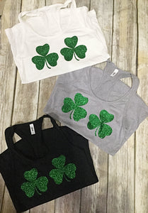 Glitter Shamrock St. Patrick’s Day Shirt- glitter shamrock, st pattys day tee, shamrock party tee