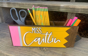 Teacher Personalized Desk Organzier- personalized pencil holder, end of year teacher gift, pencil desk organizer, teacher appreciation