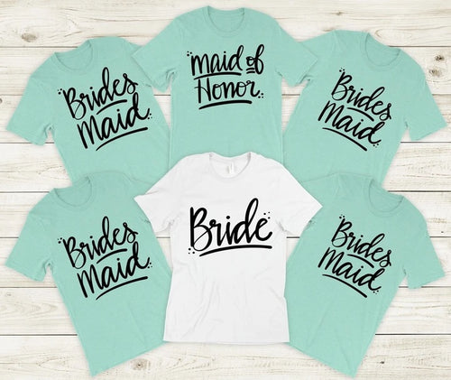 Bride bridesmaid Screenprint T-shirt YOU CHOOSE SHIRT COLOR- bride T-shirt, bridal party T-shirts, bridemaid T-shirt, maid of honor T-shirt